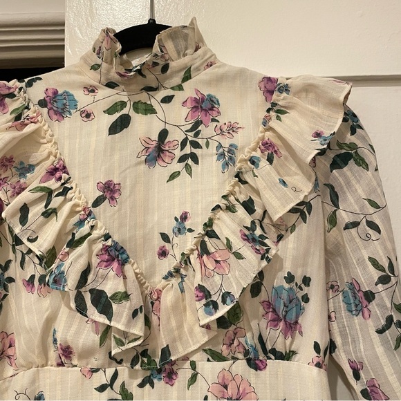 Vtg 70’s Floral 🌸 Maxi Dress Puffy Long Sleeve Cottagecore - Picture 5 of 7